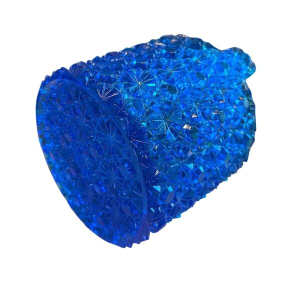 Vtg Fenton Daisy & Button Blue Pressed Glass Candy Jar Missing Lid Decorative Ac - Picture 4 of 4